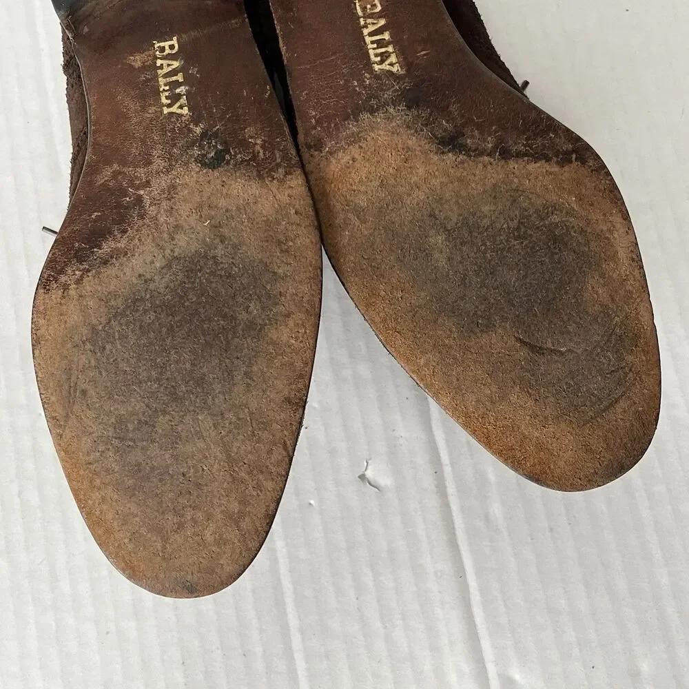 Bally Mens Sz 9.5 Brown Suede Wingtip Oxford Derby Brogue Shoes Made in Italy
